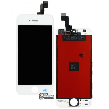 Дисплей для iPhone 5S, iPhone SE, белый, с сенсорным экраном (дисплейный модуль), с рамкой, AAA, Tianma+