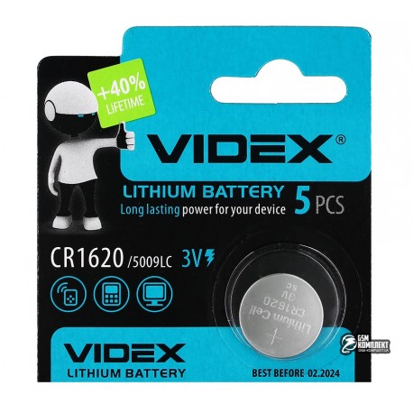 Батарейка CR1620 Videx, 1шт.