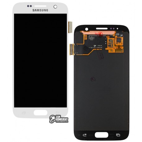 Дисплей для Samsung G930F Galaxy S7, белый, с сенсорным экраном (дисплейный модуль), original (PRC)