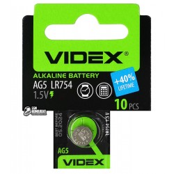 Батарейка AG5 / LR754, Videx Alkaline, 1шт Батарейка AG5 / LR754, Videx Alkaline, 1шт