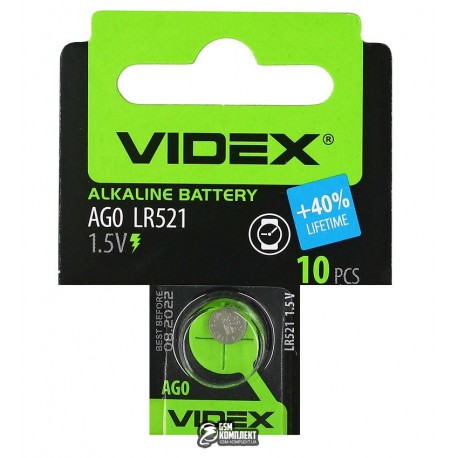Батарейка AG0 / LR521, Videx Alkaline, 1шт