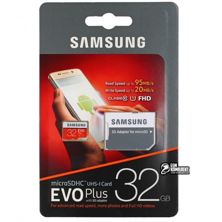 Карта памяти 32 Gb microSD Samsung class 10 EVO PLUS UHS-I (R95, W20MB/s)
