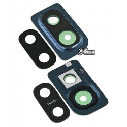 Стекло камеры для Samsung A105F/DS Galaxy A10, A205F/DS Galaxy A20, A305F/DS Galaxy A30, A405F/DS Galaxy A40, синий, с рамкой