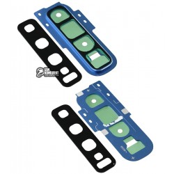 Стекло камеры Samsung G973 Galaxy S10, синее, с рамкой, prism blue Стекло камеры Samsung G973 Galaxy S10, синее, с рамкой, prism blue