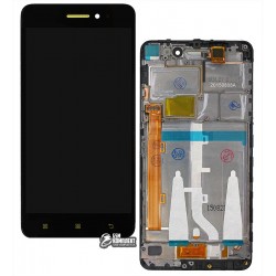 Дисплей для Lenovo S60, черный, с передней панелью, с сенсорным экраном (дисплейный модуль)