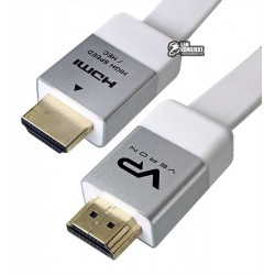 Кабель HDMI в HDMI, 5 метра, плоский, белый