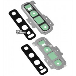 Стекло камеры Samsung G975 Galaxy S10 Plus, серебристое, с рамкой, prism White, ceramic white