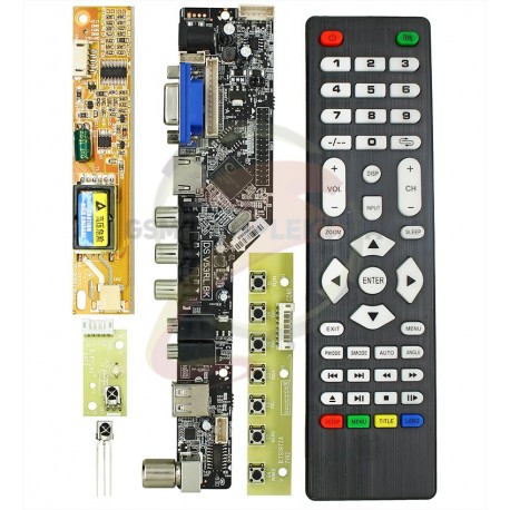 Универсальный контроллер LCD матриц 10"—42", скалер DS.V53RL.BK, HDMI, VGA, AV, USB, пульт ДУ
