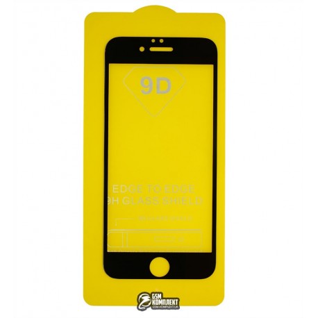 Закаленное защитное стекло 3D для Apple iPhone 6, iPhone 6S, 0,2 mm 9H, черное, пластиковая рамка