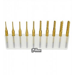 Набор твердосплавных фрез для ЧПУ (CNC) станков с титановым покрытием, 10шт