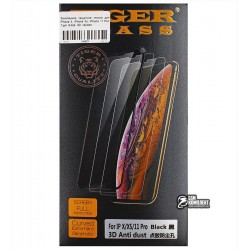 Закаленное защитное стекло для Apple iPhone X / XS, 0,26 мм 9H, Tiger Glass, 3D, черное, + задняя пленка