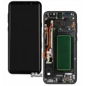 Дисплей Samsung G955 Galaxy S8 Plus, чорний, з сенсорним екраном (дисплейний модуль), з рамкою, оригінал (переклеїти скло), midnight black
