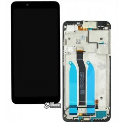 Дисплей Xiaomi Redmi 6, Redmi 6A, черный, с тачскрином, с рамкой, оригинал, service pack box