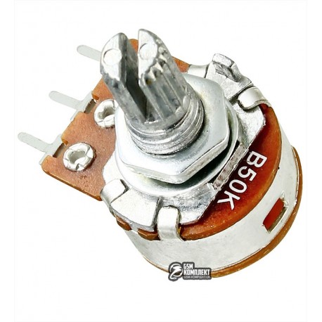 Резистор переменный 50 kOhm, с выключателем S16KN1-B 50K L-15 KC/N=6.5