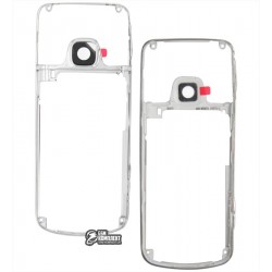 Рамка корпуса с защитным стеклом камеры для Nokia 6700c серебристая