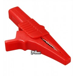 Зажим-крокодил под тестерный щуп, L=80мм, пластиковый, чёрный Зажим-крокодил под тестерный щуп, L=80мм, пластиковый, чёрный