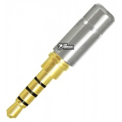 Штекер JACK 3,5мм 4pin, mini TCOM gold, металлический серебристый корпус Штекер JACK 3,5мм 4pin, mini TCOM gold, металлический серебристый корпус