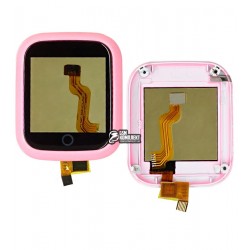 Тачскрин для детских часов DS28, в рамке, с разборки, розовый (треснуты крепления под болты)