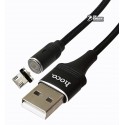 Кабель Micro-USB - USB, Hoco U76, магнітний, 1.2 метра, 2.4а, чорний