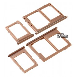 Держатель SIM-карты для Samsung J415 Galaxy J4+, J415F Galaxy J4+, золотистый, комплект 2 шт.