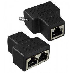 З'єднувач витої пари, гніздо Ethernet - 2 гнізда Ethernet. (RJ-45), чорний