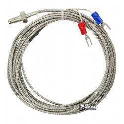 Термопара K-типа 3 метра в экранированном проводе крепление - болт М6