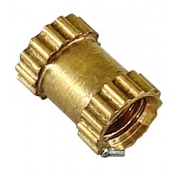 Гофрированная запрессовочная втулка латунная с резьбой M2,5 висота 5мм, 10шт