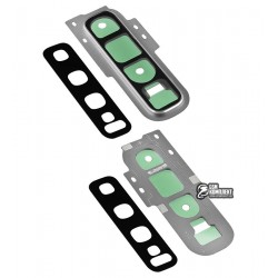 Стекло камеры Samsung G973 Galaxy S10, серебристое, с рамкой, prism white Стекло камеры Samsung G973 Galaxy S10, серебристое, с рамкой, prism white