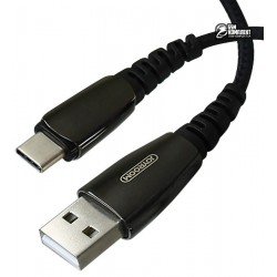 Кабель Type-C - USB, Joyroom S-M391 Waller Series Spring, 2,4А, 1.2м, пружинка, в тканевой оплетке