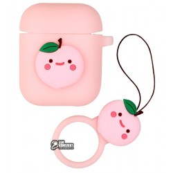 Чехол для Apple AirPods, Fruits silicone case peach