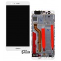 Дисплей для Huawei P9, белый, с тачскрином, с рамкой, High quality, EVA-L09 (Single SIM); EVA-L19, EVA-L29 (Dual SIM)