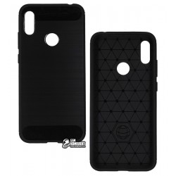 Чехол для Huawei Y6 (2019), Huawei Y6 Prime (2019) Polished carbon, силиконовый, черный