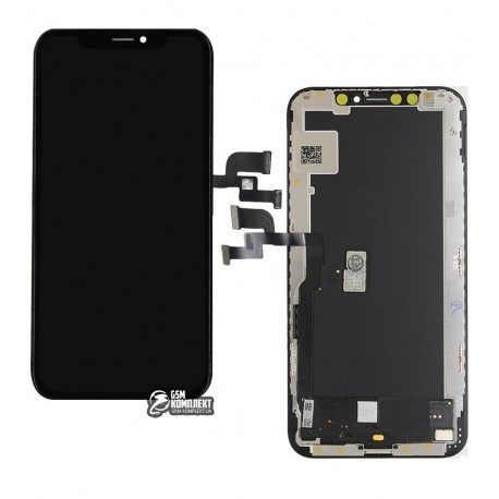 Дисплей для iPhone XS, черный, с сенсорным экраном (дисплейный модуль), с рамкой, (OLED), AAA, GXS OEM hard