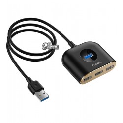 USB-hub Baseus Square round, 4в1 (USB3.0 на 1USB3.0+3USB2.0), 1м, черный