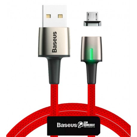 Кабель Micro-USB - USB, Baseus Zinc Magnetic, магнитный, в тканевой оплетке, 2А, 1м