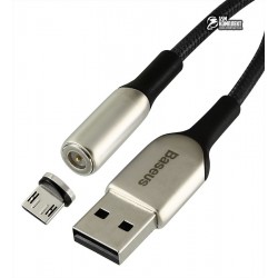 Кабель Micro-USB - USB, Baseus Zinc Magnetic, магнитный, тканевый, только зарядка, 2А, 1м, черный