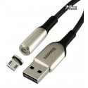Кабель Micro-USB - USB, Baseus Zinc Magnetic, магнітний, тканинний, тільки зарядка, 2А, 1м, чорний