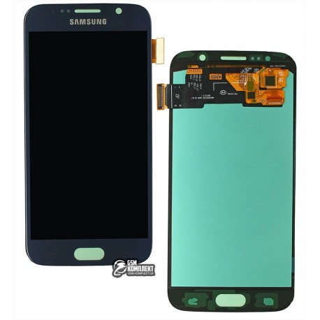 Дисплей Samsung G920 Galaxy S6, синий, с сенсорным экраном (дисплейный модуль), (OLED), High Copy