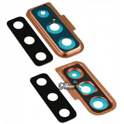 Стекло камеры Samsung A750 Galaxy A7 (2018), золотистое, с рамкой