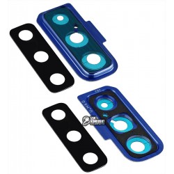 Стекло камеры Samsung A750 Galaxy A7 (2018), синее, с рамкой