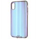 Чехол для iPhone XS, Baseus Aurora case, стекло-силикон, синий