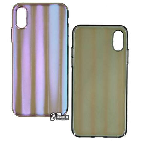 Чехол для iPhone XS, Baseus Aurora case, стекло-силикон, синий