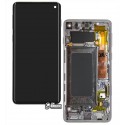 Дисплей для Samsung G973 Galaxy S10, чорний, з сенсорним екраном (дисплейний модуль), з рамкою, оригінал (PRC), оригінал glass