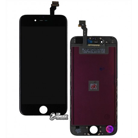 Дисплей iPhone 6, черный, с сенсорным экраном, с рамкой, AAA, Tianma, с пластиками камеры и датчика приближения