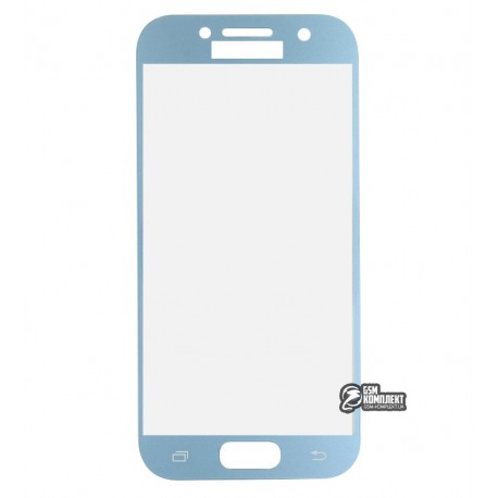 Закаленное защитное стекло для Samsung A320 Galaxy A3 (2017) Duos, 2.5D, голубое