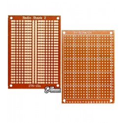 Макетная плата 50 x 70 мм односторонняя, нелуженая, толщина 1,2 мм, с шинами питания, гетинакс