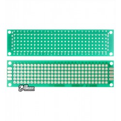 Макетная плата 20 x 80 мм односторонняя, луженая, толщина 1,5 мм, шаг 2,54 мм, зеленая маска, текстолит FR-4