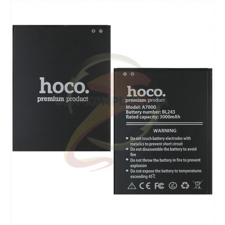 Акумулятор Hoco BL243 для Lenovo A7000, K3 Note, A5860, A5600, (Li-ion 3.8V, 3000 мАг)