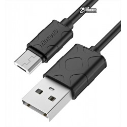 Кабель Micro-USB - USB, Baseus Yaven Cable 1 метр, 2.1А, силиконовый, черный