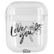 Чехол для Apple AirPods, прозрачный пластик, love you